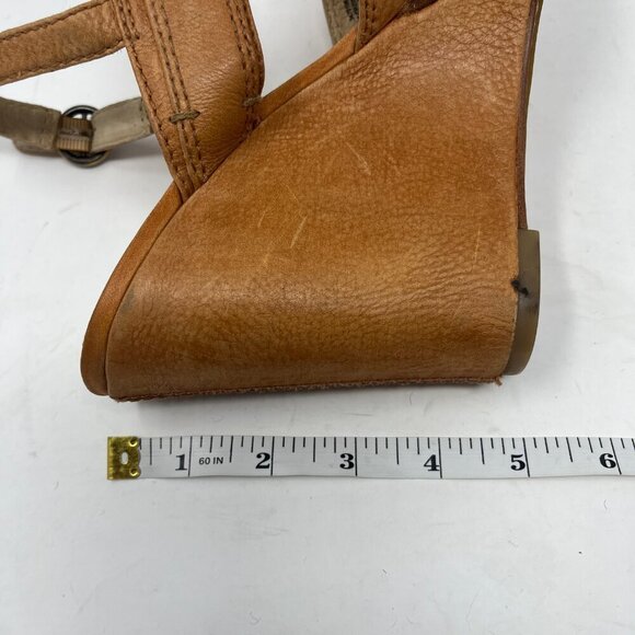 Frye wedge Alexa Criss Cross sandals tan leather 9M - Picture 10 of 10